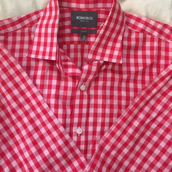 Bonobos Pink Checkered Longsleeve Buttonup - Picture 2 of 4